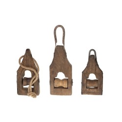 Dijk Natural Collections Poulie en bois vintage 11x27x4cm