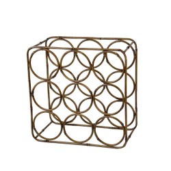 Casier à vin en métal aspect bambou pour 9 bouteilles 17x33x34cm