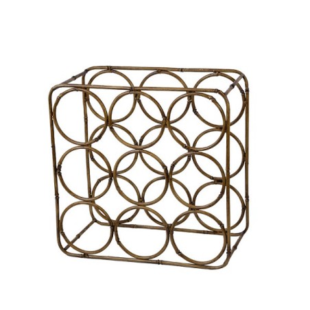 Casier à vin en métal aspect bambou pour 9 bouteilles 17x33x34cm