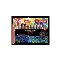 Stabilo Woody 3 in 1 Arty kleurpotloden etui a 10 stuks + slijper