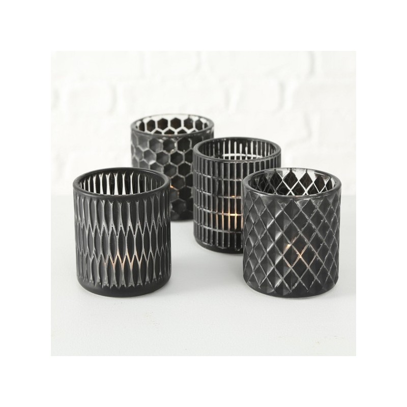 Boltze Home Lanterne Dustin H 8,5cm verre noir laqué