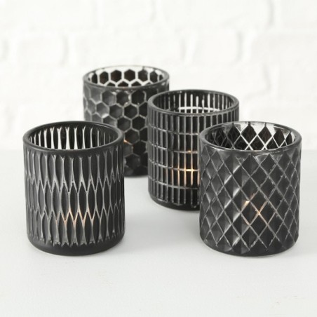 Boltze Home Lanterne Dustin H 8,5cm verre noir laqué