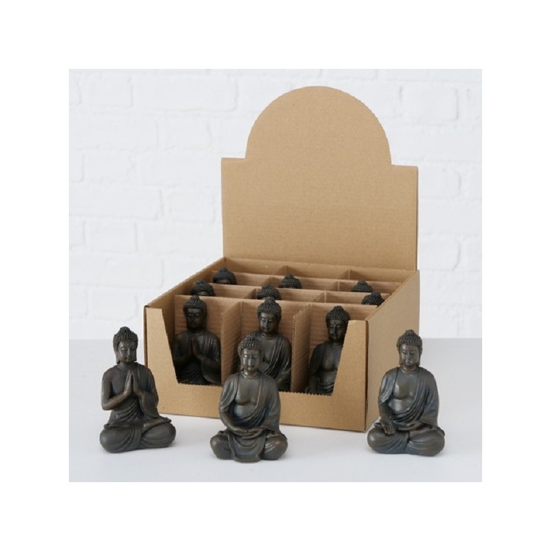 Boltze Home Figurine Bouddha H10cm en résine synthétique marron foncé