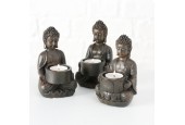 Boltze Home Photophore Mahal Bouddha H14x9cm résine synthétique marron