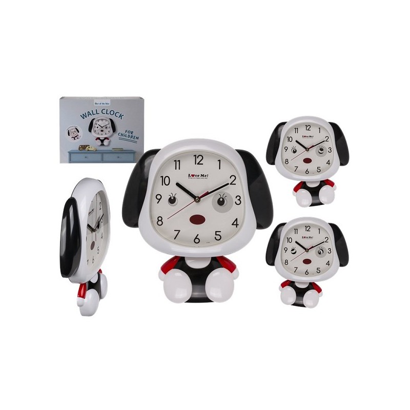 Wandklok hond met bewegende ogen en lichaam 31x33cm