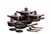 BerlingerHaus  pannenset 6 delig met toebehoren Ebony Rosewood Collection rose wood look