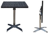 Table pliante Luna 70x70x75 structure alu / pied acier / plateau polywood
