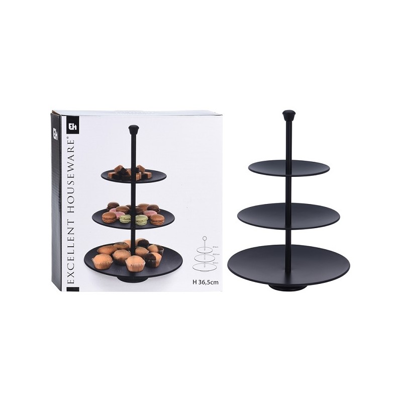 Etagere 3 niveaux noir mat hauteur 36,5 cm