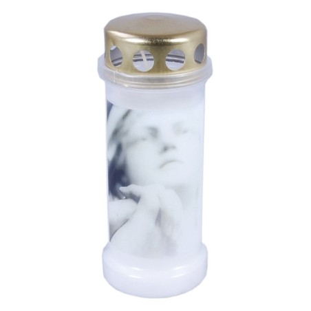 Lampe Tombeau Bolsius n°6 ange priant blanc H18,7cm