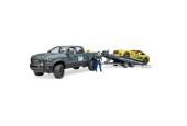 Bruder RAM 2500 Power Wagon met Roadster, aanhanger en speelfiguur 40x17x15cm