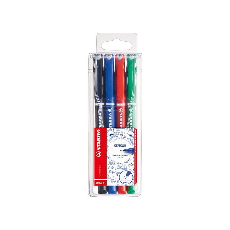 Stabilo Sensor fineliners 0,3mm etui 4 kleuren