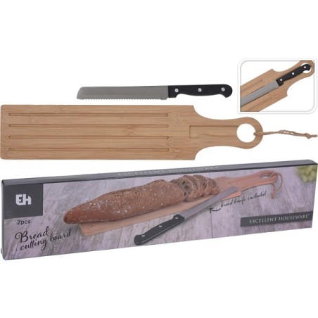Planche à pain en bambou avec couteau à pain