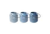 Esschert Design Lanterne en céramique aux nuances bleues