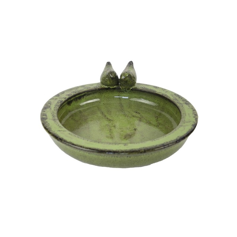 Esschert Design Vogelbad keramiek rond groen