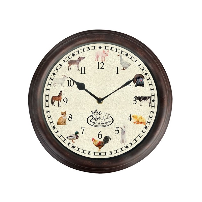 Esschert Design Horloge avec sons d'animaux de la ferme