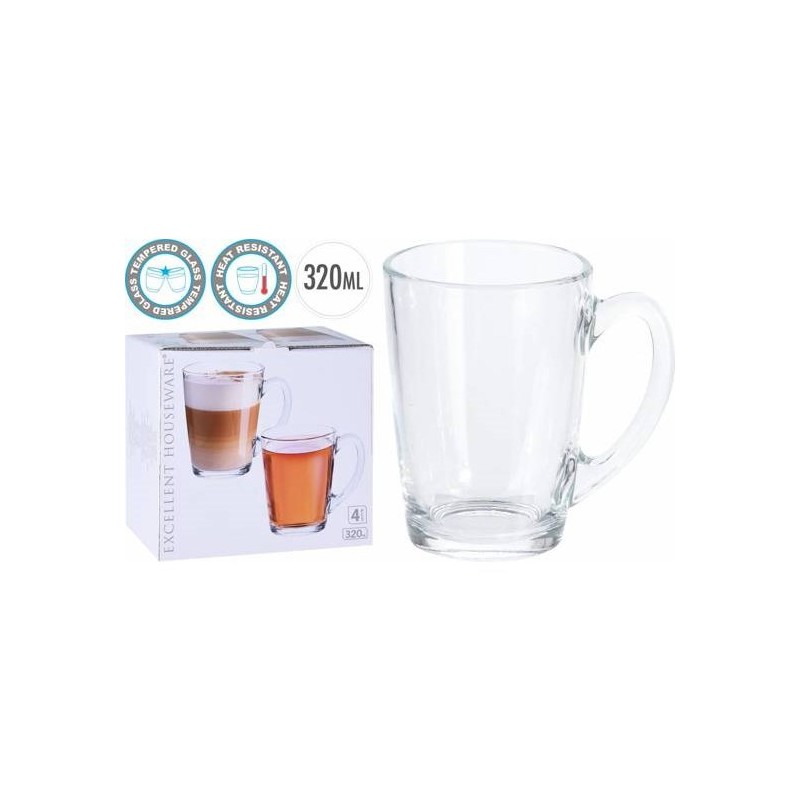 Service de verres à café/thé 4 pièces Ø8x11,5cm 320ml