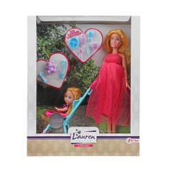 Toi Toys Lauren Teen poupée enceinte + enfant en buggy