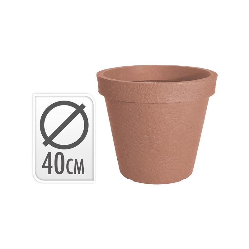 Pot de fleurs rond aspect pierre 35xØ40cm terra plastique