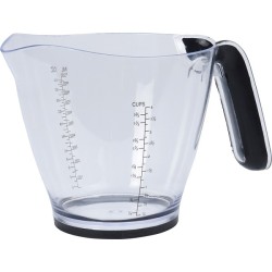 Gobelet doseur en plastique 1 litre avec fond antidérapant et anse transparente