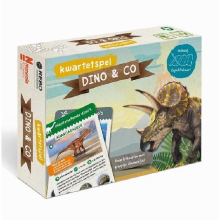Rebo Quartetgame Dinosauriers avec livre d'affiches