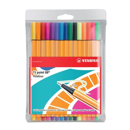 Stabilo point 88 étui de 15 feutres fins
