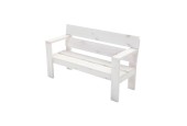 Banc de jardin 2 places Country FSC pin Blanc Wash144x51x85cm