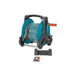 Support de tuyau Gardena Universel pour utilisation mobile ou pour montage mural, complet avec tuyau de 20 m, raccords et sering