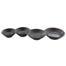 Plat de service 4 compartiments noir 28x9cm en faïence