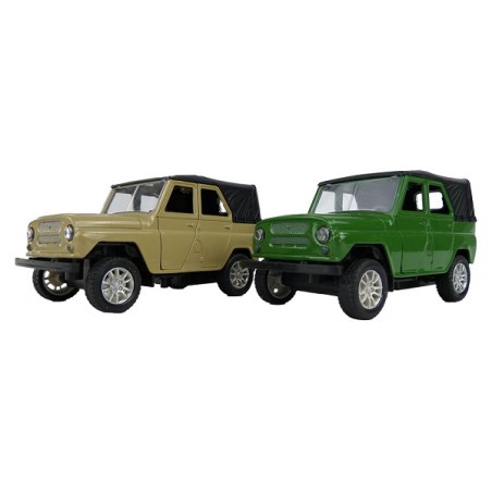 Jeep vert ou beige friction 1:32 sans lumière ni son
