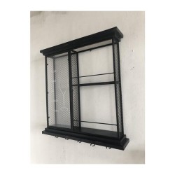 Armoire murale à vin en métal avec verres et porte-verres à vin 68x66cm