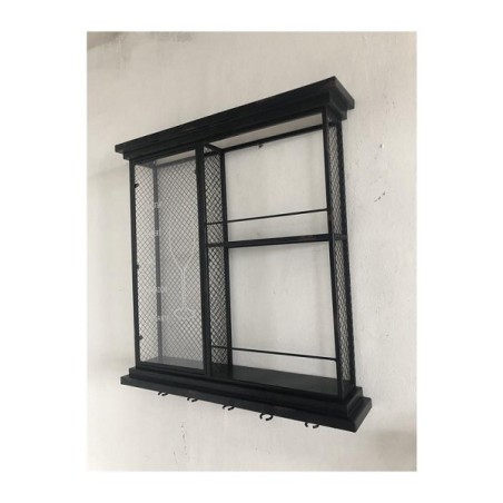 Armoire murale à vin en métal avec verres et porte-verres à vin 68x66cm