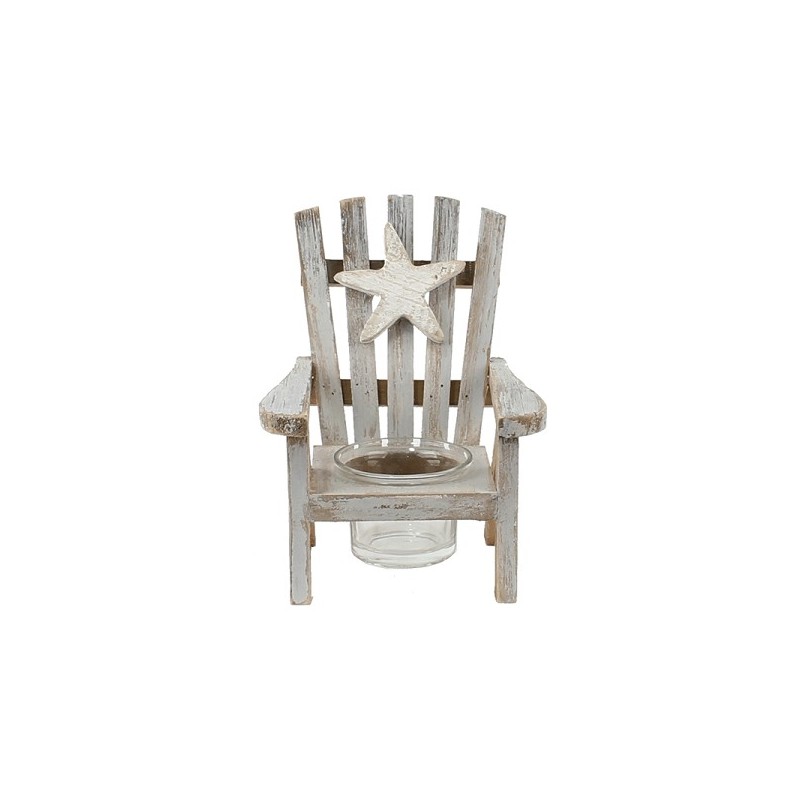 Photophore chaise bois 12x12x15,5cm