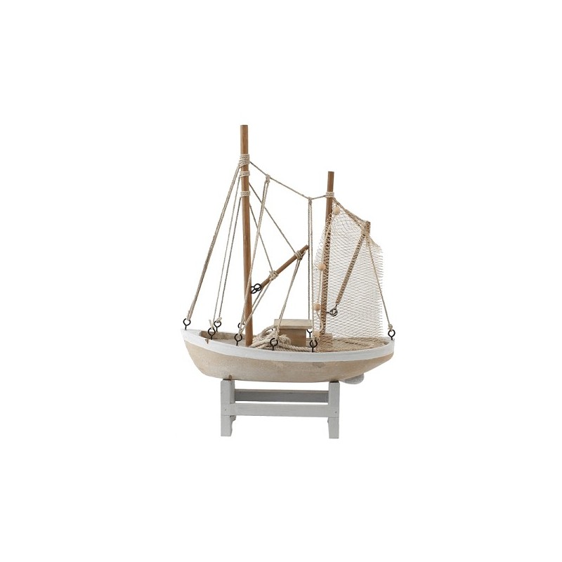 Bateau de pêche décoratif bois 28x38,5x8cm