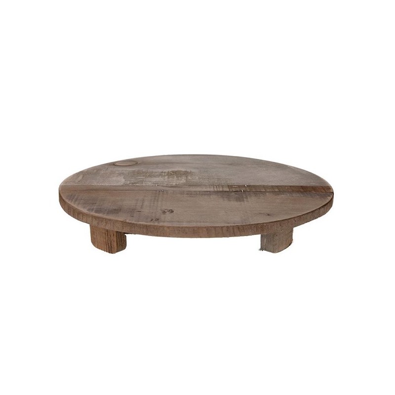 Dijk Natural Collections Dienblad met voet oud hout Ø38x7cm
