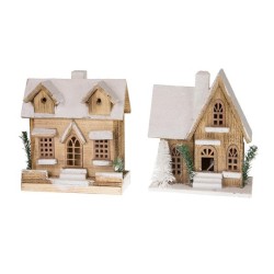 Dijk Natural Collections  Huis hout met verlichting 23x14x28cm