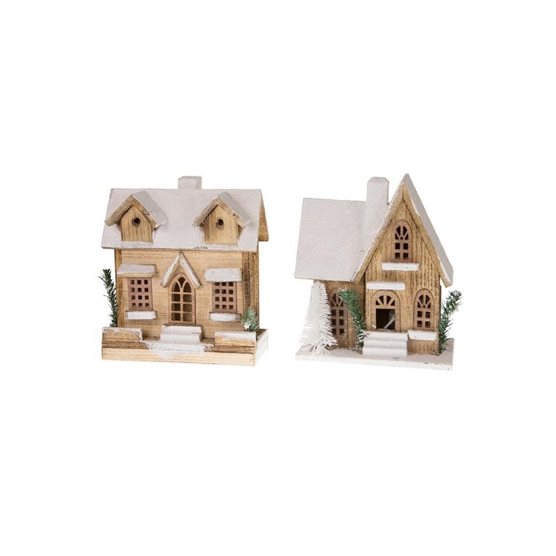 Dijk Natural Collections Maison en bois avec éclairage 23x14x28cm