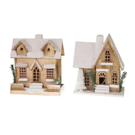 Dijk Natural Collections Maison en bois avec éclairage 23x14x28cm