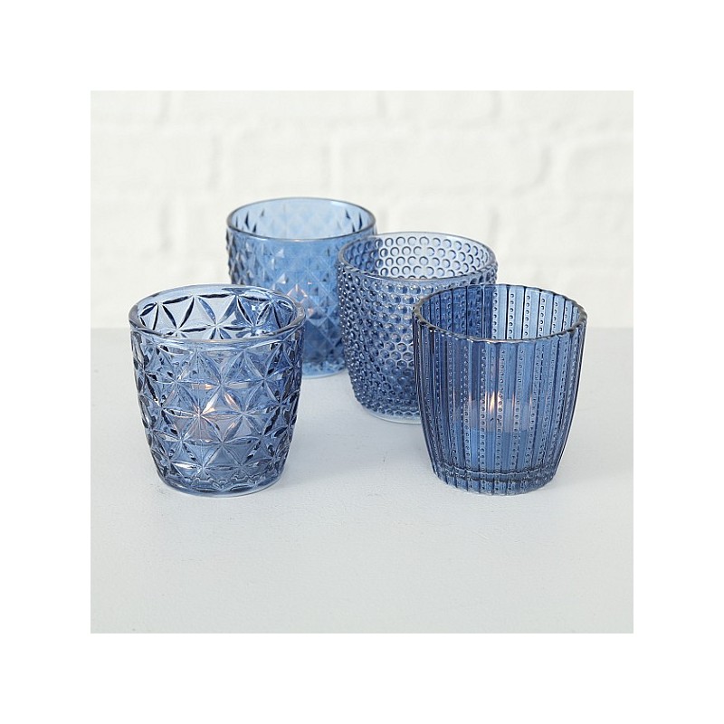 Dia7,5cm Boltze Home Lanterne Marilu verre bleu h7,5cm boîte a 4