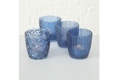 Dia7,5cm Boltze Home Lanterne Marilu verre bleu h7,5cm boîte a 4