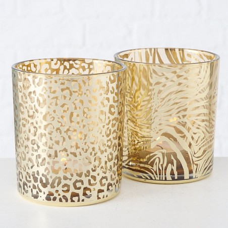 Boltze Home Lanterne Tigre verre H10cm D9cm