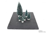 Ensemble mini sapin de Noël 7 pièces 4x6cm/2x10cm/1x19cm