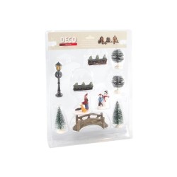 Set de figurines de Noël 10 pièces avec pont