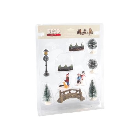 Set de figurines de Noël 10 pièces avec pont