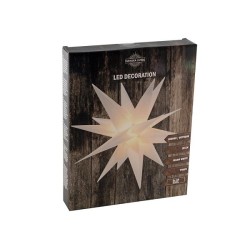 Étoile 3D en plastique 35 cm blanche avec 4xLED blanc chaud et minuterie fonctionne avec 3 piles AA (exclues)