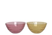 Decoris Schaal kunststof Ø13.8-H7cm voor binnen of buiten in roze of licht oranje