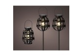 LED Solar Licht Lantaarn Set Ø14-H80cm 2 Steek Lantaarns En 1 Tafel Lantaarn