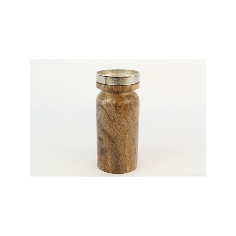 Kandelaar Shokra Ø10xh17cm hout met metaal