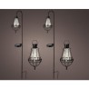 Set de lanternes solaires LED L11,5-L14,5-H84cm 2 lanternes à prise et 2 lanternes suspendues métal noir H19,5 cm