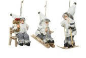 Kerstman hangornament met textiel wit
