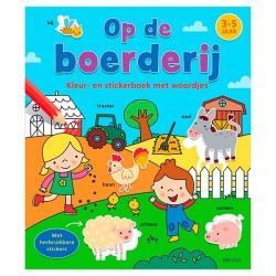 Deltas Livre de coloriage et d'autocollants avec mots - À la ferme (3-5 ans)